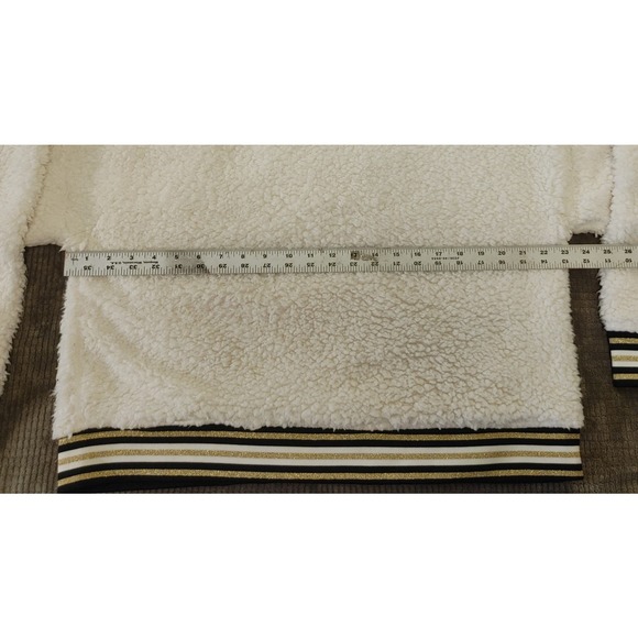 Nanette Lepore White Fuzzy Pullover XL - Saints Black & Gold!!! - Picture 7 of 8